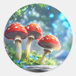 Adesivo Redondo Floresta Mushroom