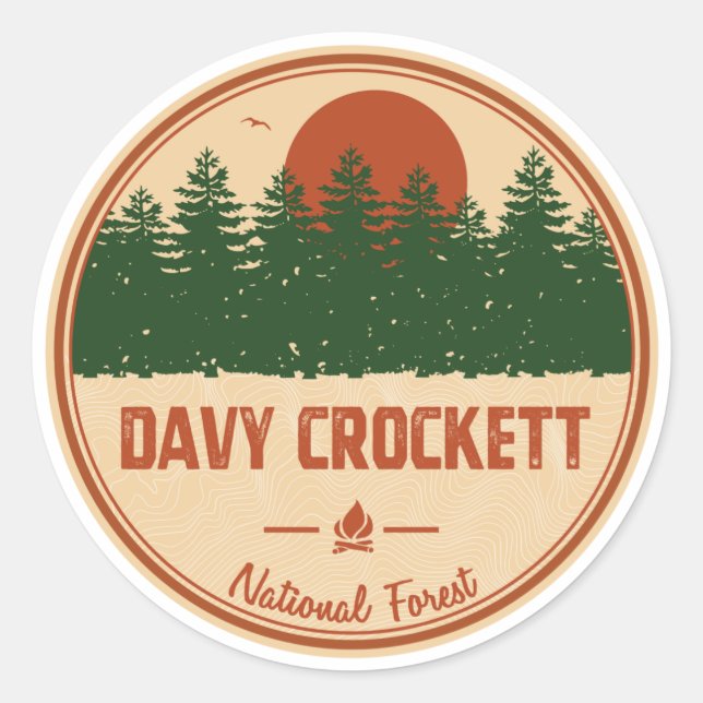 Adesivo Redondo Floresta Nacional Davy Crockett (Frente)