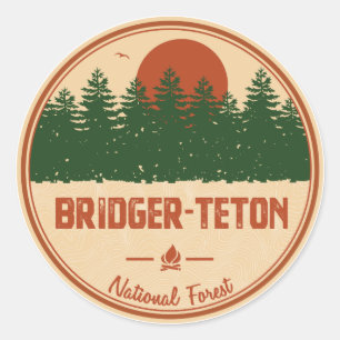 Adesivo Redondo Floresta Nacional de Bridger-Teton