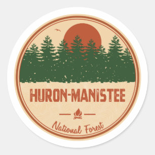 Adesivo Redondo Floresta Nacional Huron-Manistee