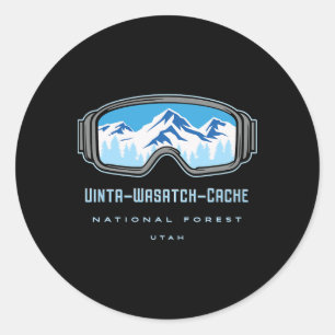 Adesivo Redondo Floresta Nacional Uinta-wasatch-cache Utah Neve Es