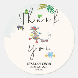 Adesivo Redondo Floresta Tropical Greenerescente Animal Obrigado