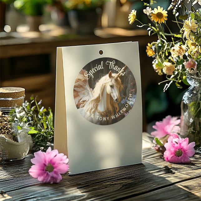 Adesivo Redondo Floresta Unicórnio de um Conto Romântico de Fadas (Criador carregado)