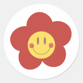 Adesivo Redondo Floricultura Sorridente Fofa Estética Retro Desi
