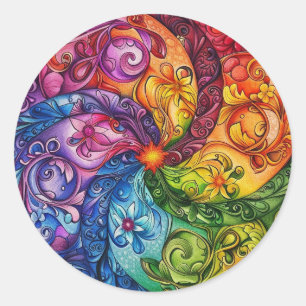 Adesivo Redondo Flórida arco-íris do Starburst