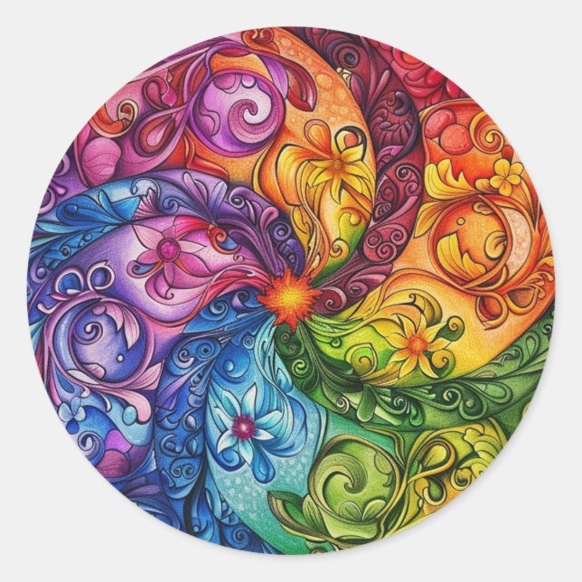 Adesivo Redondo Flórida arco-íris do Starburst (Frente)