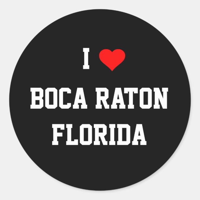 Adesivo Redondo FLORIDA: Eu Amo Boca Raton, Flórida (Frente)