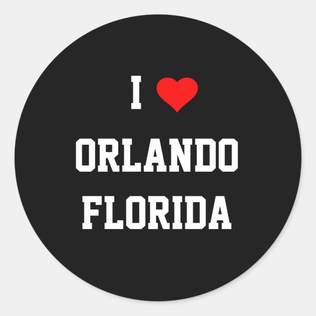 Adesivo Redondo FLORIDA: Eu Amo Orlando, Flórida (Frente)