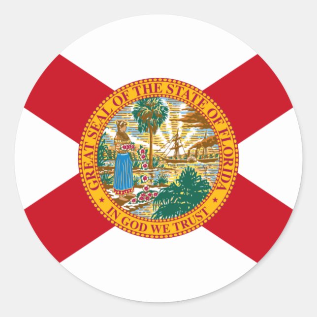 Adesivo Redondo Flórida Flag Sticker (Frente)