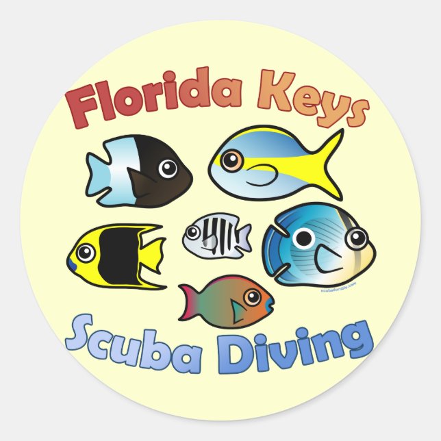 Adesivo Redondo Florida Keys Scuba Diving (Frente)