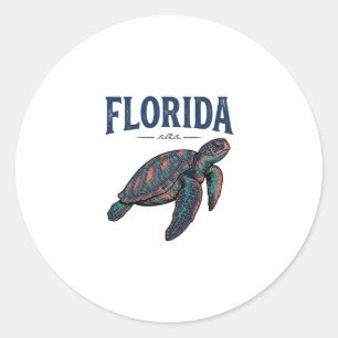 Adesivo Redondo Florida Sea Turtle Vintage Engraving Gráfico_1