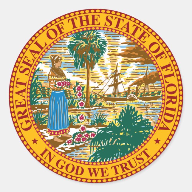 ADESIVO REDONDO FLORIDA STATE SEAL (Frente)