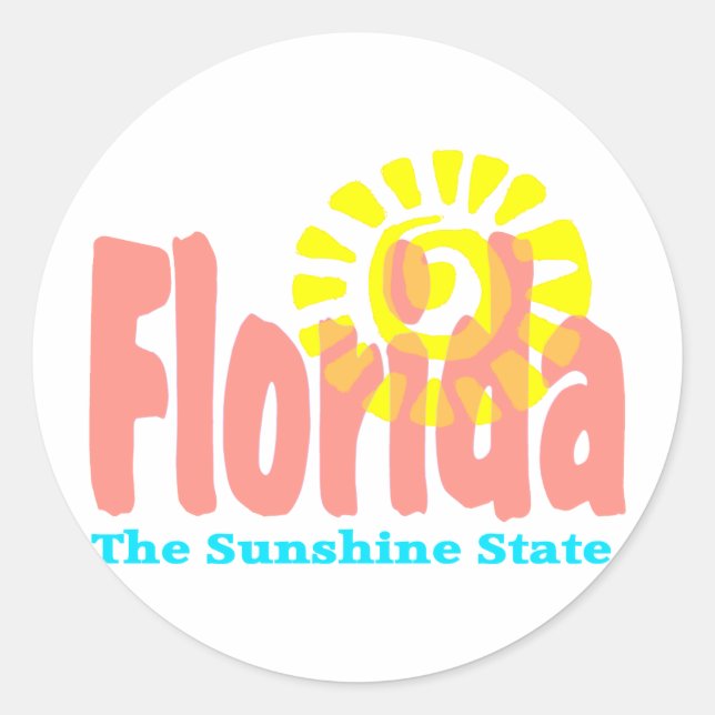 Adesivo Redondo Florida The Sunshine State (Frente)