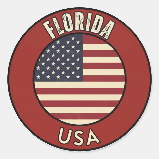 Adesivo Redondo Florida United States of America (Frente)