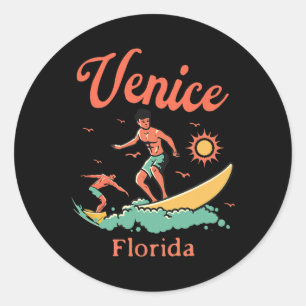 Adesivo Redondo Flórida Veneza Fl Surfista Surfe Praia Pesca Pier