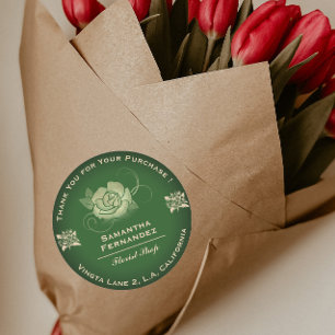 Adesivo Redondo Florist Rosa Flor Olive Green & Beige Business