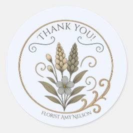Adesivo Redondo Florist vintage floral, thank you label-sticker