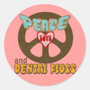 Adesivo Redondo Floss dental do amor da paz