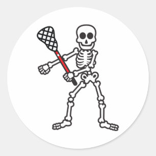 Adesivo Redondo Flosso Skeleton Lacrosse Player Halloween Costum