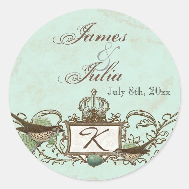 Adesivo Redondo Flourish azul do redemoinho da coroa do ovo dos (Frente)