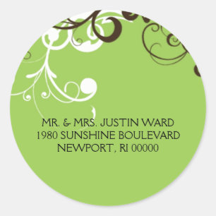 Adesivo Redondo flourish; endereço verde