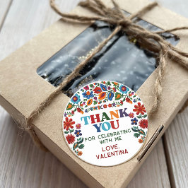 Adesivo Redondo Flower Colorida Floral Fiesta Embroiderada Obrigad