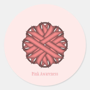 Adesivo Redondo Flower Fink Ribbon por Kenneth Yoncich