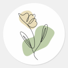 Adesivo Redondo Flower Line Art