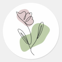 Adesivo Redondo Flower Line Art