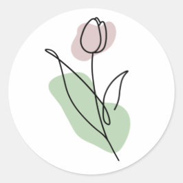 Adesivo Redondo Flower Line Art