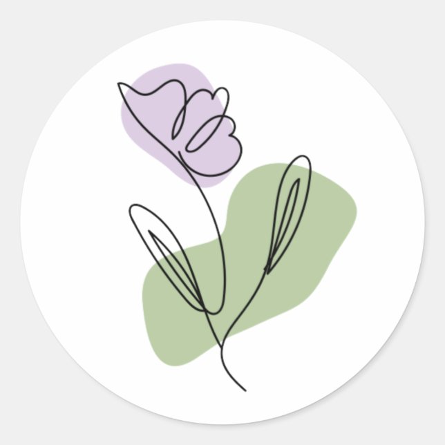 Adesivo Redondo Flower Line Art (Frente)