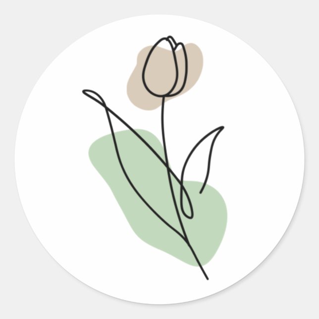 Adesivo Redondo Flower Line Art (Frente)