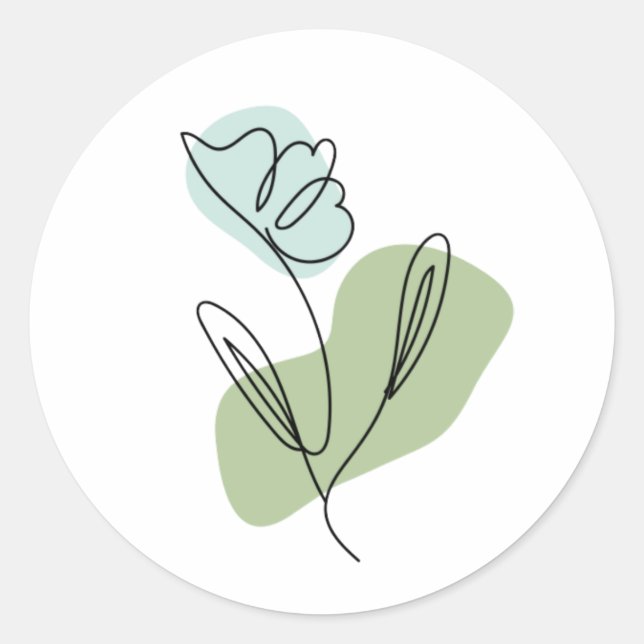 Adesivo Redondo Flower Line Art (Frente)