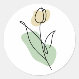Adesivo Redondo Flower Line Art