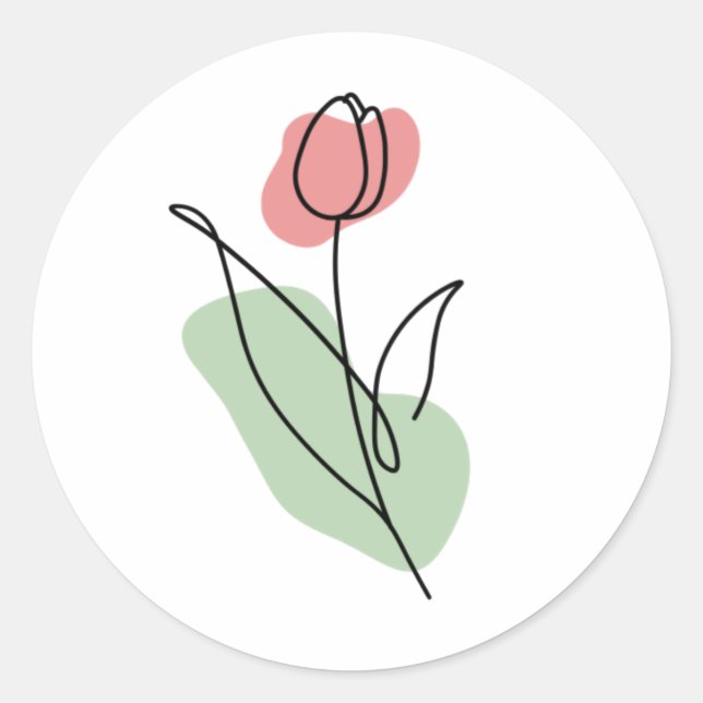 Adesivo Redondo Flower Line Art (Frente)