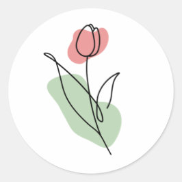 Adesivo Redondo Flower Line Art