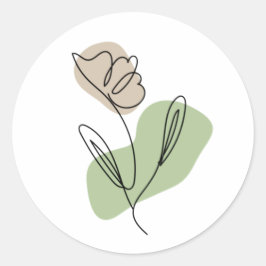 Adesivo Redondo Flower Line Art