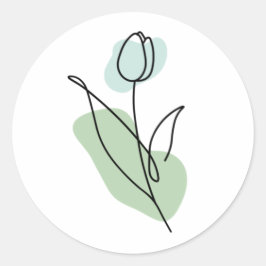 Adesivo Redondo Flower Line Art