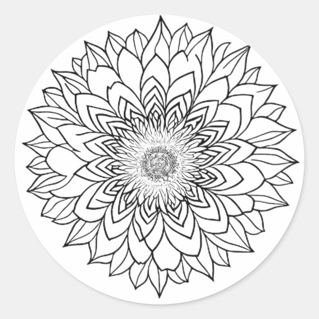 ADESIVO REDONDO FLOWER MANDALA ART PARA MEDITAÇÃO ESPIRITUAL (Frente)