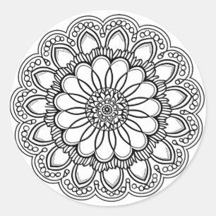 ADESIVO REDONDO FLOWER MANDALA ART PARA MEDITAÇÃO ESPIRITUAL