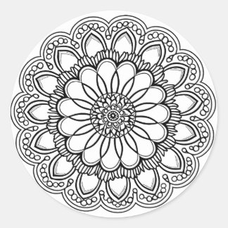 ADESIVO REDONDO FLOWER MANDALA ART PARA MEDITAÇÃO ESPIRITUAL