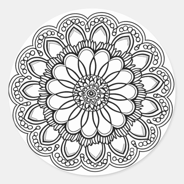 ADESIVO REDONDO FLOWER MANDALA ART PARA MEDITAÇÃO ESPIRITUAL (Frente)