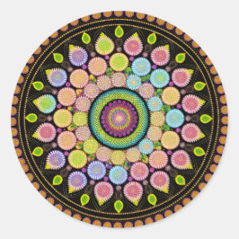 ADESIVO REDONDO FLOWER MANDALA ART PARA MEDITAÇÃO ESPIRITUAL