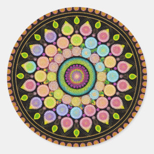 ADESIVO REDONDO FLOWER MANDALA ART PARA MEDITAÇÃO ESPIRITUAL