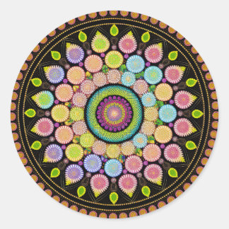 ADESIVO REDONDO FLOWER MANDALA ART PARA MEDITAÇÃO ESPIRITUAL