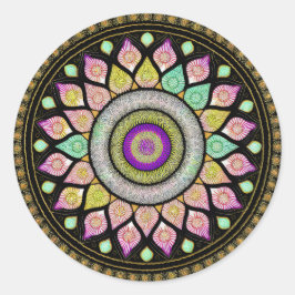 ADESIVO REDONDO FLOWER MANDALA ART PARA MEDITAÇÃO ESPIRITUAL