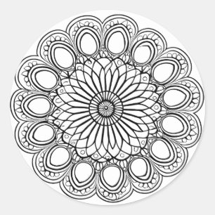 ADESIVO REDONDO FLOWER MANDALA ART PARA MEDITAÇÃO ESPIRITUAL