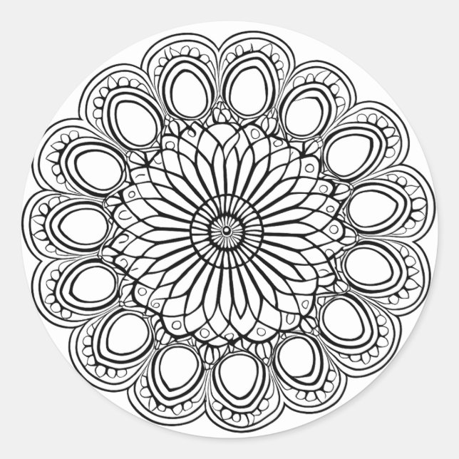 ADESIVO REDONDO FLOWER MANDALA ART PARA MEDITAÇÃO ESPIRITUAL (Frente)