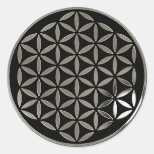Adesivo Redondo Flower Of Life - Silver 1 stamp   black
