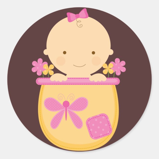 Adesivo Redondo Flower Pote Baby Envelope Seals (Frente)